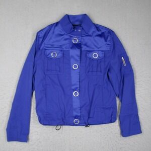 Jamie Sadock Women Royal Blue Full Zip Mock Neck Golf Jacket Small Grommet